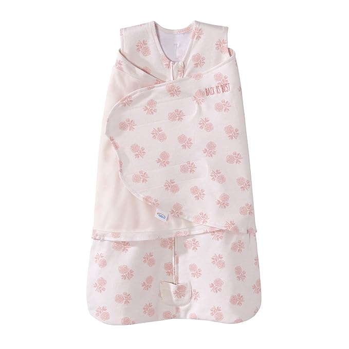 HALO 100% Cotton Sleepsack Swaddle, 3-Way Adjustable Wearable Blanket, TOG 1.5, Watercolor Rose Toss Blush, Newborn, 0-3 Months