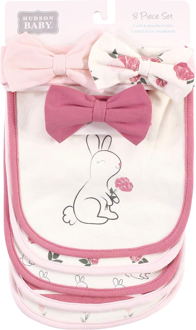 Hudson Baby Unisex Baby Cotton Bib and Headband Set - Image 2