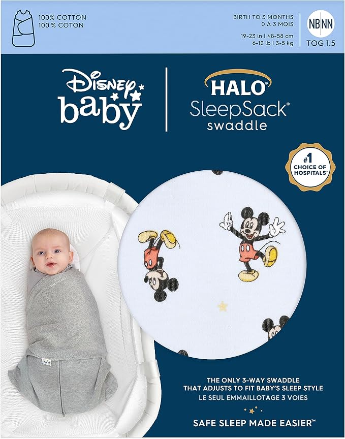 HALO Disney Baby 100% Cotton Sleepsack Swaddle, 3-Way Adjustable Wearable - Image 2