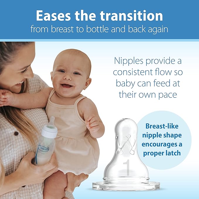 Dr. Brown’s Natural Flow® Anti-Colic Options+™ Narrow Baby Bottles, 8 oz/250ml, with Level 1 Slow Flow Nipple, 4 Pack, Purple/Clear