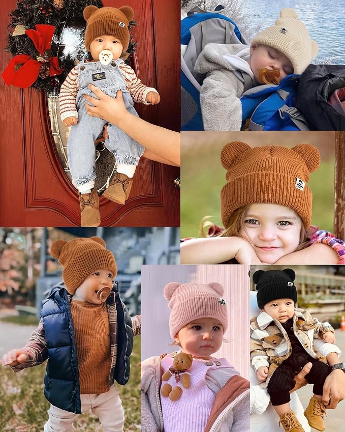 FURTALK Baby Beanie with Bear Ear Warm Knit Winter Hat - Image 7