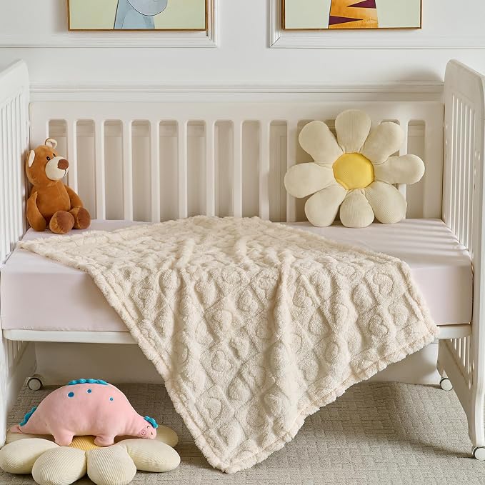 5 Pcs Baby Blanket Heart Checkered Ultra Soft Gift-Ready Plush - Image 5