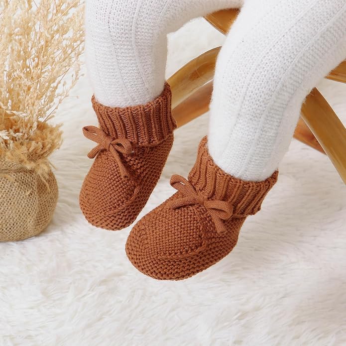 Hadetoto Baby Booties Cotton Newborn Boys Girls Shoes Knit Socks | Cozy Warm - Image 2
