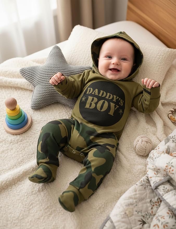 Fommy Newborn Baby Boy Clothes Plaid Letter Print Long Sleeve Hoodies + Long - Image 4