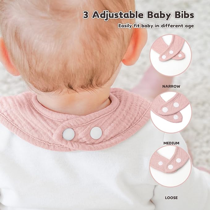 Susurration Muslin Baby Drool Bibs 6Pack Soft Square Adjustable Baby Bandana - Image 5