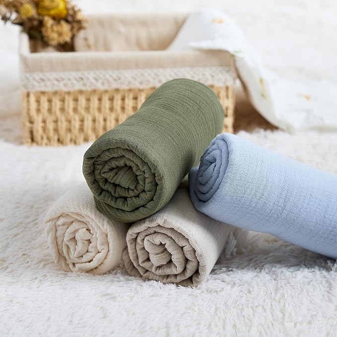 Meracorallo Muslin Swaddle Blanket, 100% Cotton Receiving Blanket, Sky Blue | - Image 7