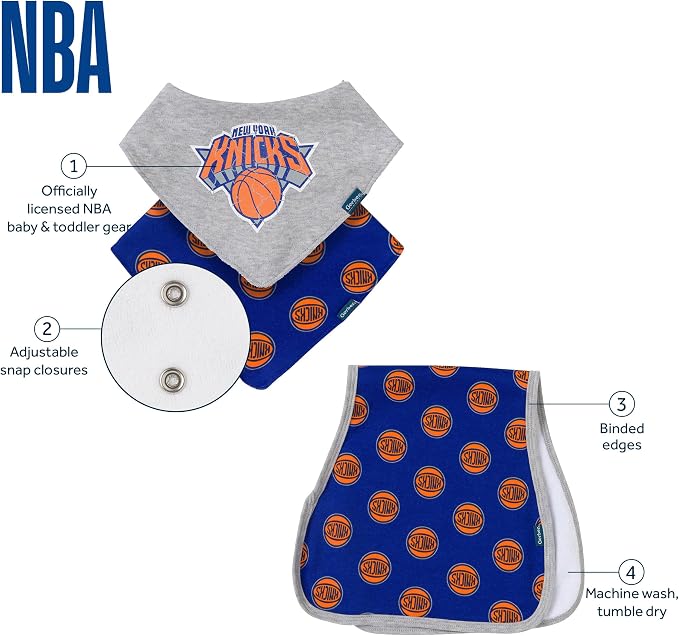 Gerber Baby NBA Bandana Bib and Burp Cloth Set - Image 6