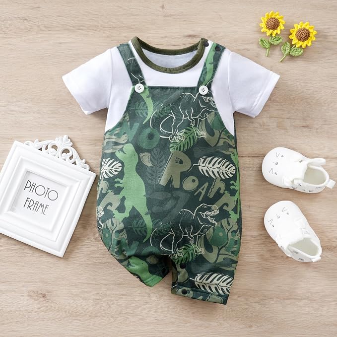 2-Pack Baby Boys Girls Romper Newborn Cartoon Print Short Sleeve Onesie Summer - Image 2