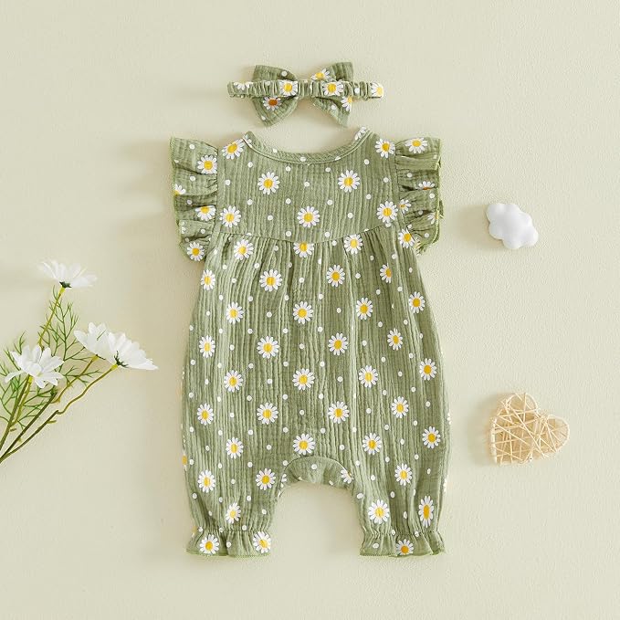 YINGISFITM Newborn Baby Girl Summer Clothes Short Sleeve Bubble Romper Bow - Image 5