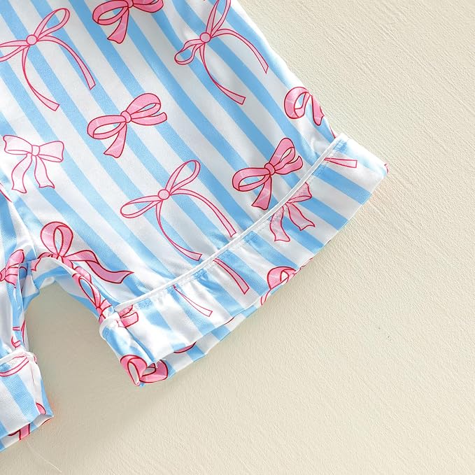 Kuriozud Toddler Baby Girl Pajamas Set Summer Floral Short Sleeve Button Down - Image 8