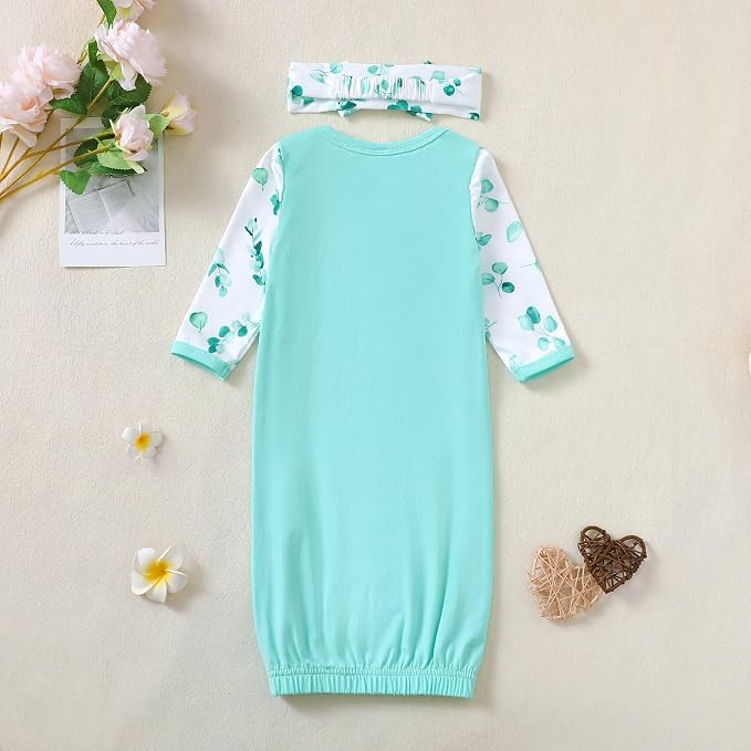 AMAWMW Newborn Baby Girl Little Sister Sleeper Gown Stripe Long Sleeve - Image 5