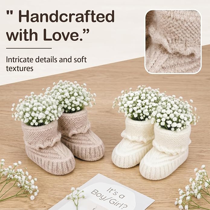 Baby Booties, Newborn Walking Shoes, Infant Hand Crochet Knit Cotton Sock - Image 3