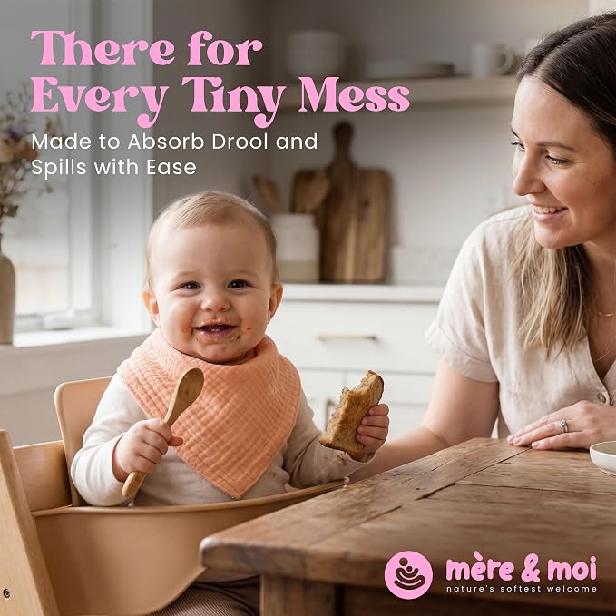 Mère & Moi Muslin Baby Bandana Bibs – 100% Cotton, Soft & Absorbent Drool & - Image 5