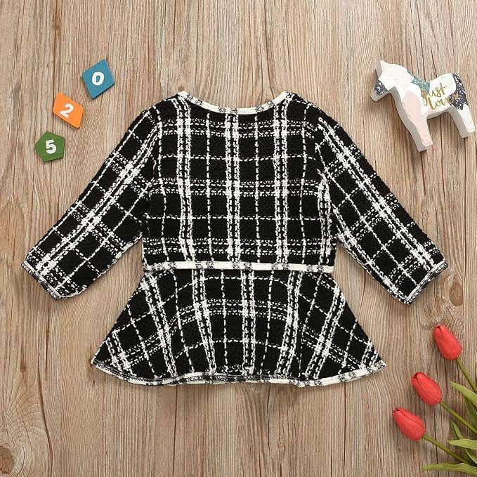 Toddler Kids Baby Girls Plaid Skirt Set Cardigan Jacket Coat + Tutu Dress Set - Image 3