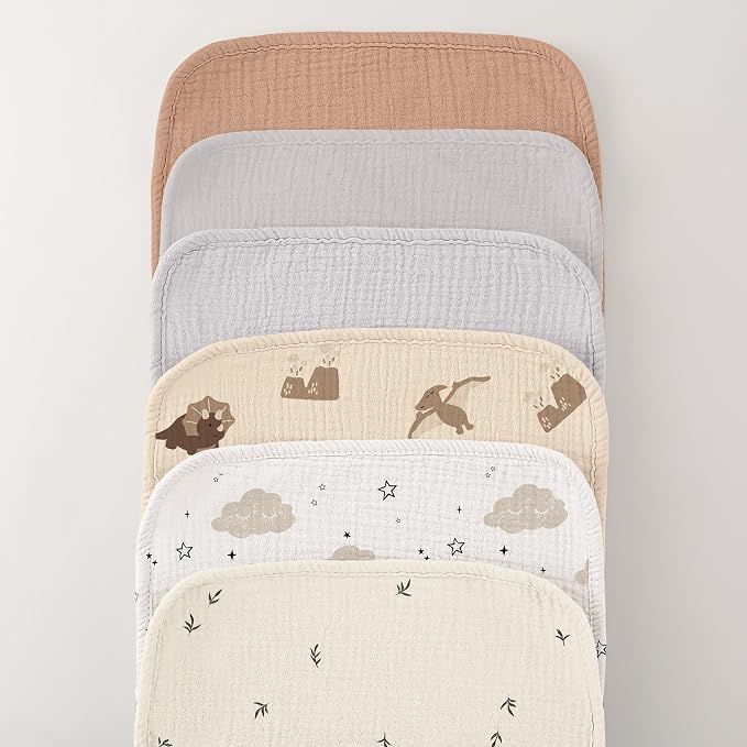 Bearmoss Muslin Burp Cloths, 100% Cotton Baby Burping Clothes, Large Extra Soft - Image 3