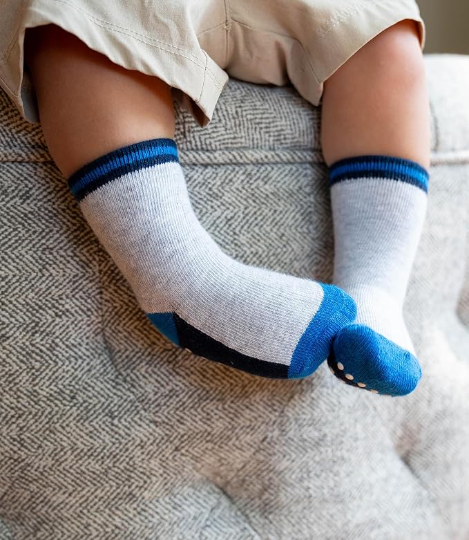Baby Toddlers Crew Socks with Non-Slip Grip 12 Pack Cotton Stretch Socks | Soft - Image 2