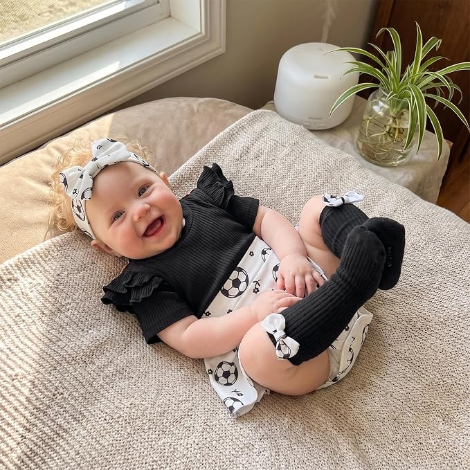 Giraropa Newborn Baby Girl Clothes Smocked Bubble Romper Dress + Socks + - Image 2