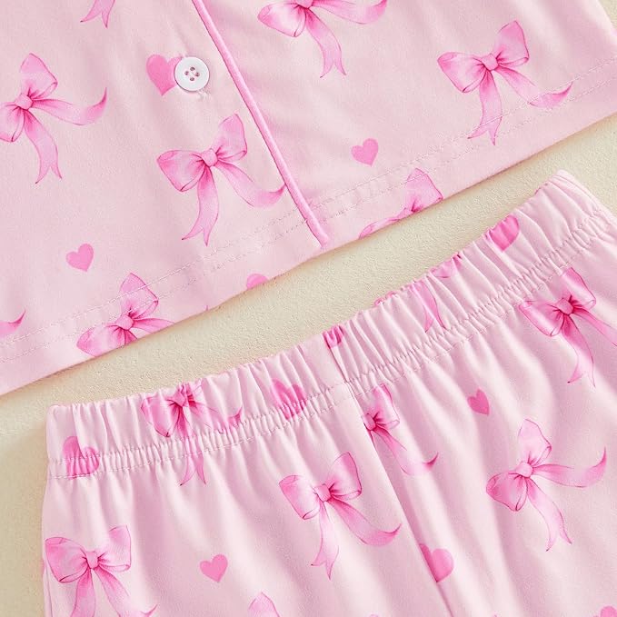 Kuriozud Toddler Baby Girl Pajamas Set Summer Floral Short Sleeve Button Down - Image 7