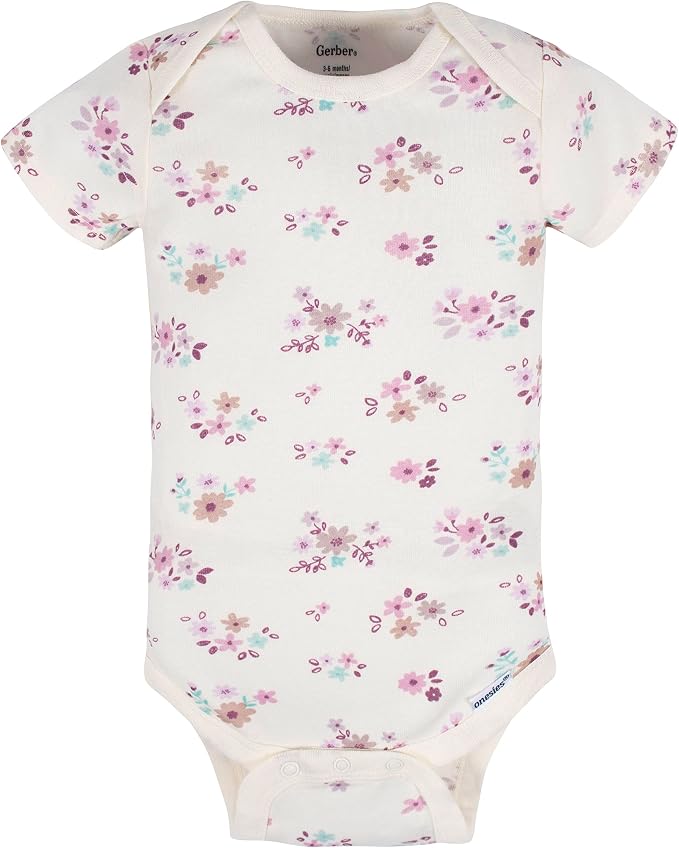 Gerber Baby Girls 5-Pack Short Sleeve Variety Onesies Bodysuits - Image 3