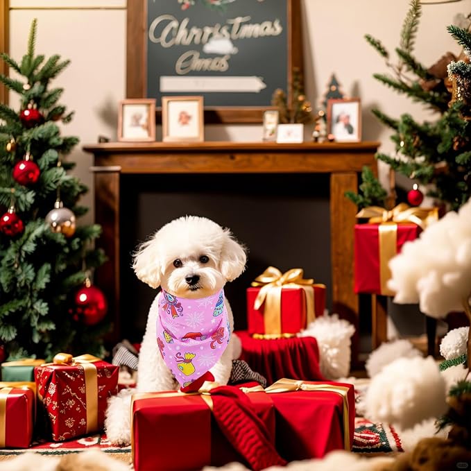 Christmas Dog Bandanas for Small Dogs Breed 7 Pcs Stitching Edge Christmas Dog - Image 7