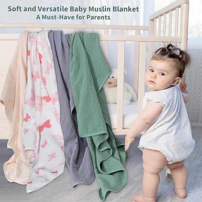 Muslin Swaddle Blankets for Newborn, 2 Pack Breathable Soft Receiving Blanket - Image 2
