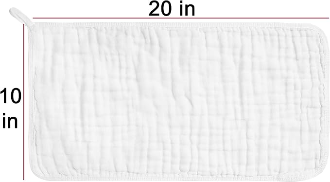 CottCare Muslin Burp Cloths for Baby 100% Cotton Large 20''X10'' 6 Layers - Image 2