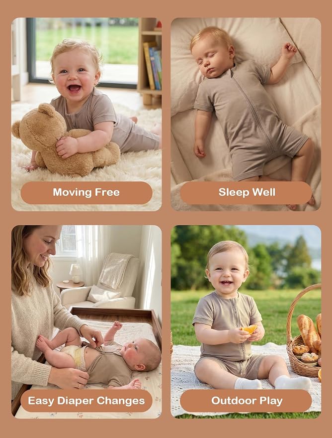 JunNeng Viscose from Bamboo Baby Sleeper, Short Sleeve Romper Jumpsuit | 2 Way - Image 7
