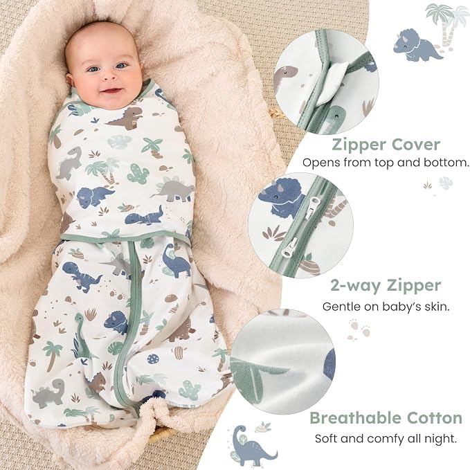 Baby Swaddle 3-6 Months, Cotton Transitional Swaddle Sack | Quiet hook-and-loop - Image 6