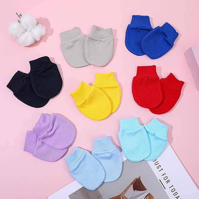 8 Pairs Newborn Infant Toddler Mittens, Elastic Cotton No Scratch Newborn Baby - Image 7
