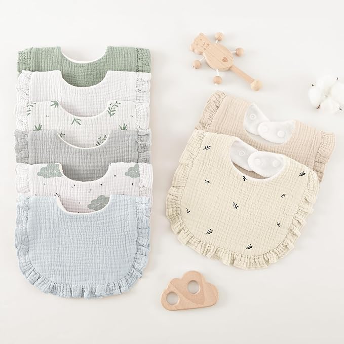 Bearmoss 8 Pack Muslin Baby Bibs - Image 7