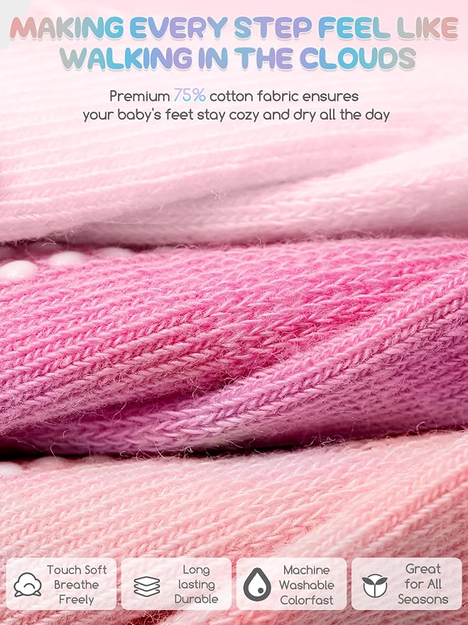 Baby Toddler Girls Socks Grip Ruffle Non Slip Kids Cotton 12 Pack Socks | - Image 4