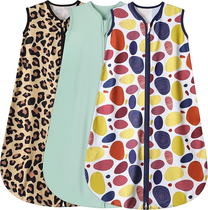 BSTOPPT 3 Pack Baby Sleep Sack 100% Rayon Cotton Baby Sleeping Bag 2-Way Zipper by BSTOPPT