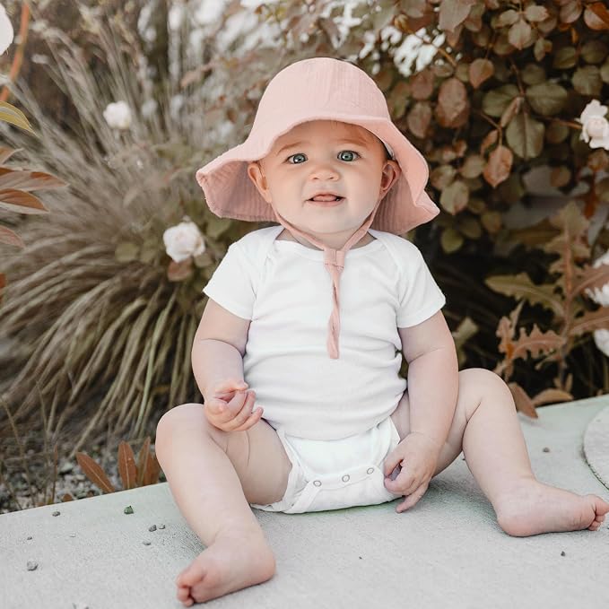 Konssy 2-Pack Muslin Baby Girl Sun Hats - Image 7