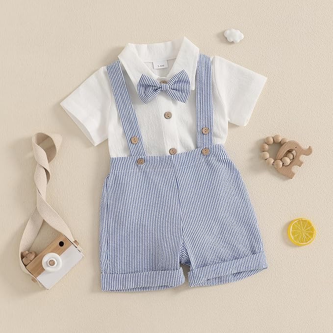 PUHHAPIEY Baby Boy Gentleman Wedding Outfit Dress Romper Suspender Pants | 0 3 - Image 2