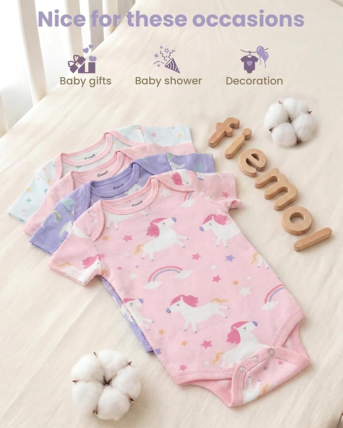 Baby Bodysuits Newborn 100% Cotton, Soft Short Sleeve Toddler Infant Cute Body - Image 7
