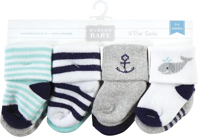 Hudson Baby Baby 8-pack Cotton Rich Newborn and Terry Socks - Image 2
