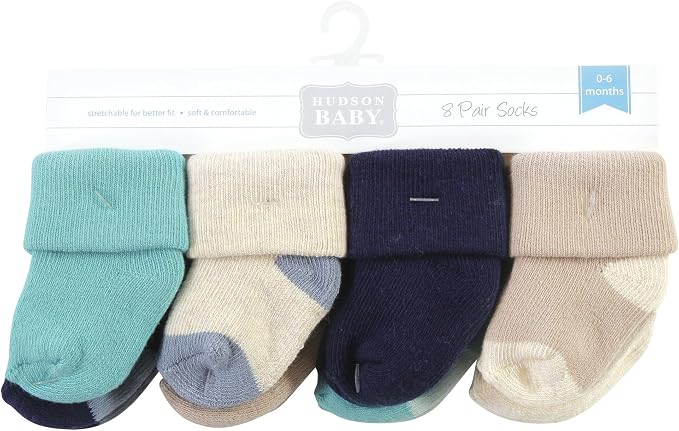 Hudson Baby Baby 8-pack Cotton Rich Newborn and Terry Socks - Image 2