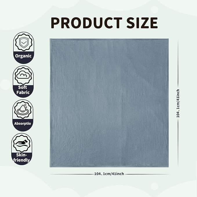 Muslin Swaddle Blankets for Newborn, 2 Pack Breathable Soft Receiving Blanket - Image 7
