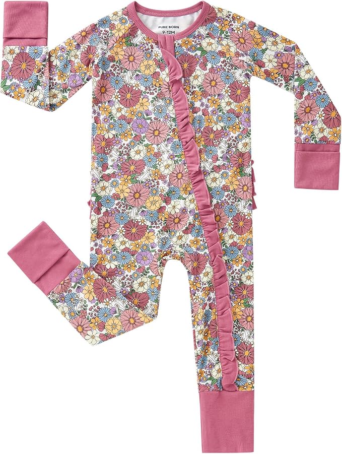 pureborn Baby Sleeper Viscose from Bamboo Zipper Footies 0-24 Months by pureborn