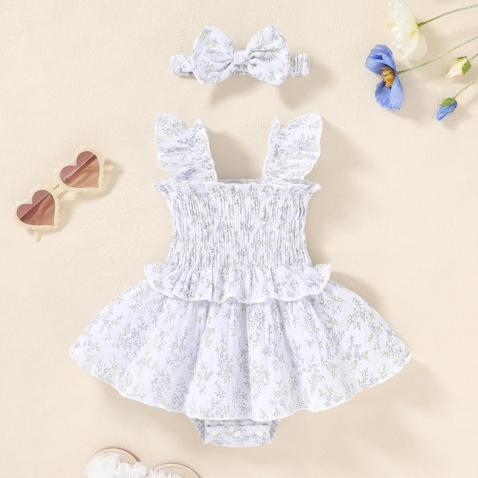 YOUNGER TREE Baby Girl Clothes Ruffle Romper Boho Dress Summer Cake Smash - Image 7