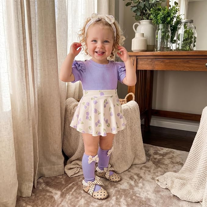 Giraropa Newborn Baby Girl Clothes Smocked Bubble Romper Dress + Socks + - Image 4