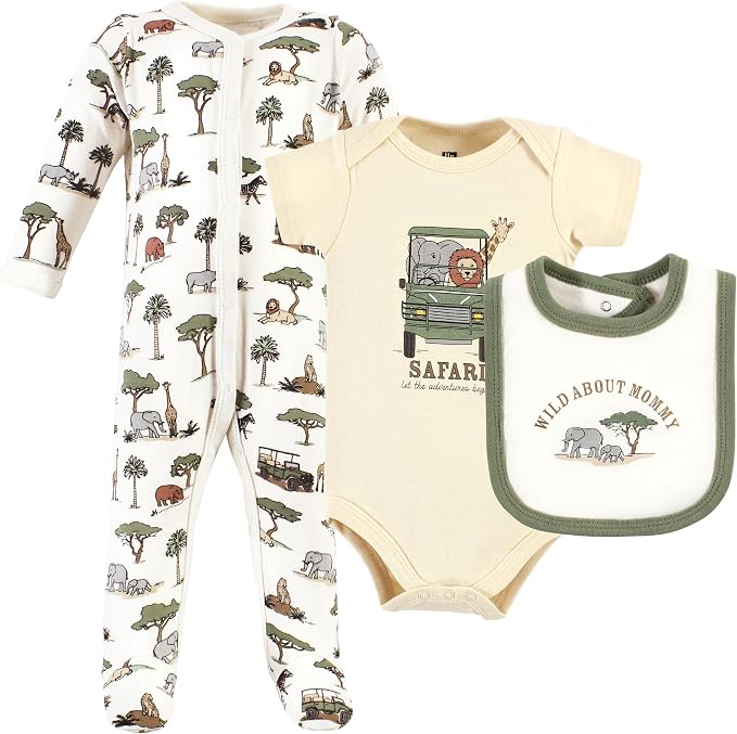 Hudson Baby Unisex Cotton Sleep and Play, Bodysuit and Bandana Bib Set by HudsonBaby
