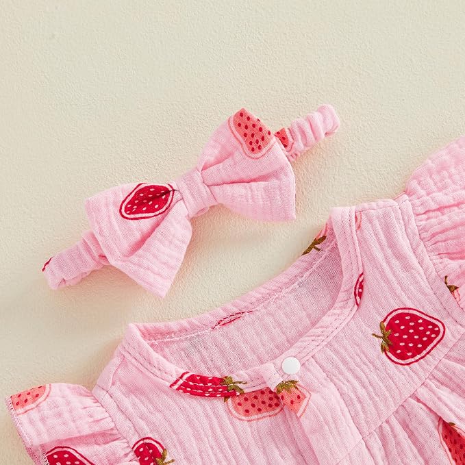 YINGISFITM Newborn Baby Girl Summer Clothes Short Sleeve Bubble Romper Bow - Image 6