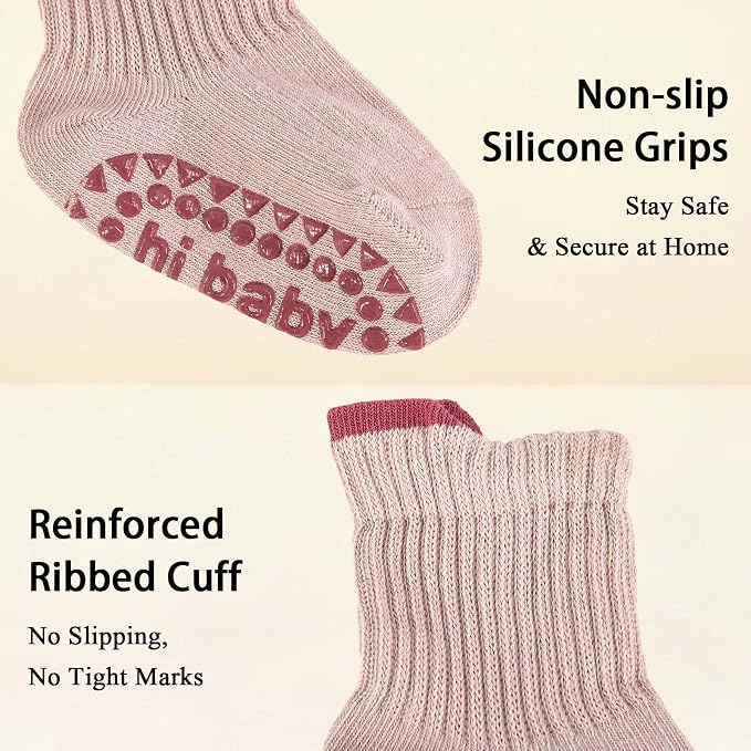 8 Pairs Baby Toddler Socks Non-Slip Grip Socks - Image 5