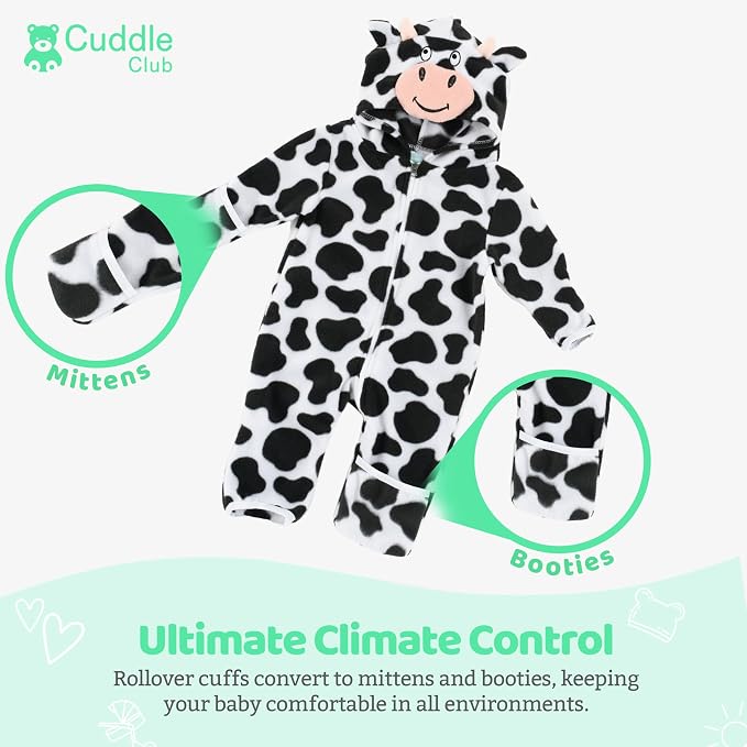 Cuddle Club Fleece Baby Bunting Bodysuit Hoodie, Newborn - Image 3