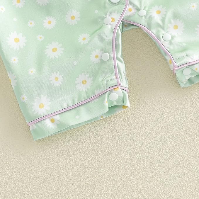 Kuriozud Baby Girl Boy Romper Pajamas Onesie Short Sleeve Button Down Pjs - Image 9