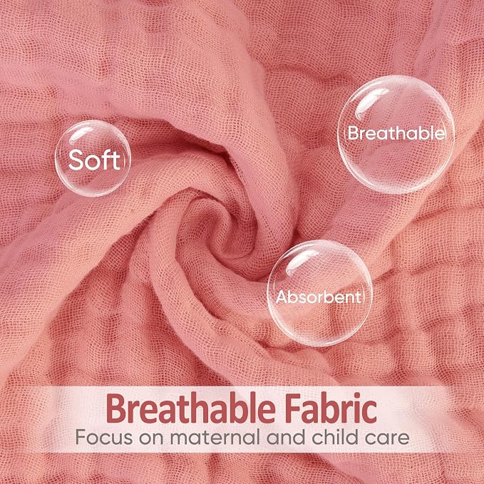 MIGIOL Muslin Burp Cloths 100% Cotton Pack of 12. Soft, Gentle & Absorbent Baby - Image 5