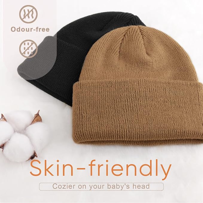 DRESHOW BQUBO 3 Pack Baby Beanies Toddler Kids Winter Hats Soft Knit Hat - Image 4