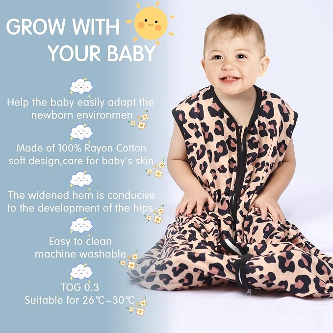 BSTOPPT 3 Pack Baby Sleep Sack 100% Rayon Cotton Baby Sleeping Bag 2-Way Zipper - Image 5