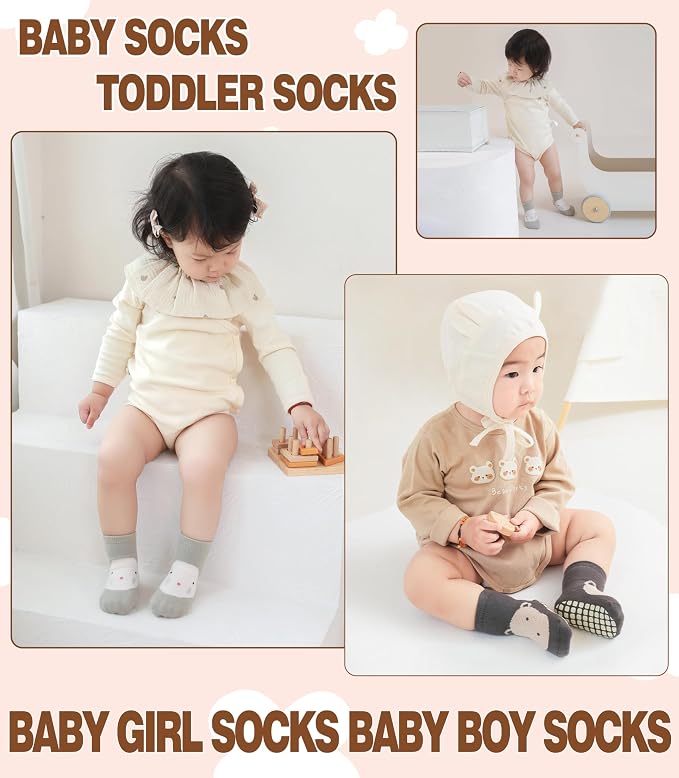 LANLEO Baby Toddler Socks with Grips Baby Toddlers Girls Boys Non Slip Grip - Image 7